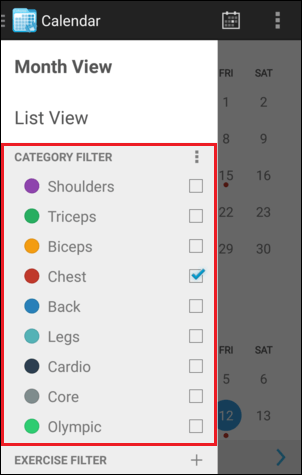 Calendar Category Filter