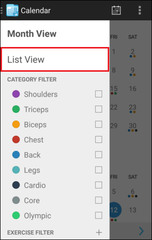 Calendar List View Navigation