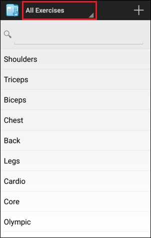 Exercise List Navigation Dropdown