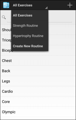 Exercise List Routine Selection