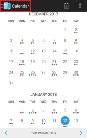 Calendar Navigation Menu Button