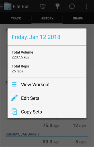 Training History Workout Details